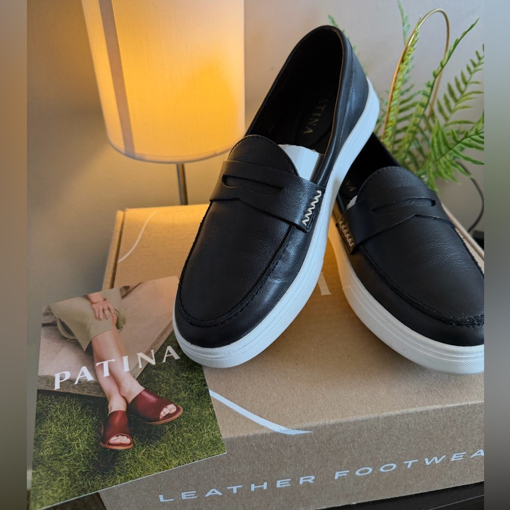 Black Leather Women's Slip-On Loafers